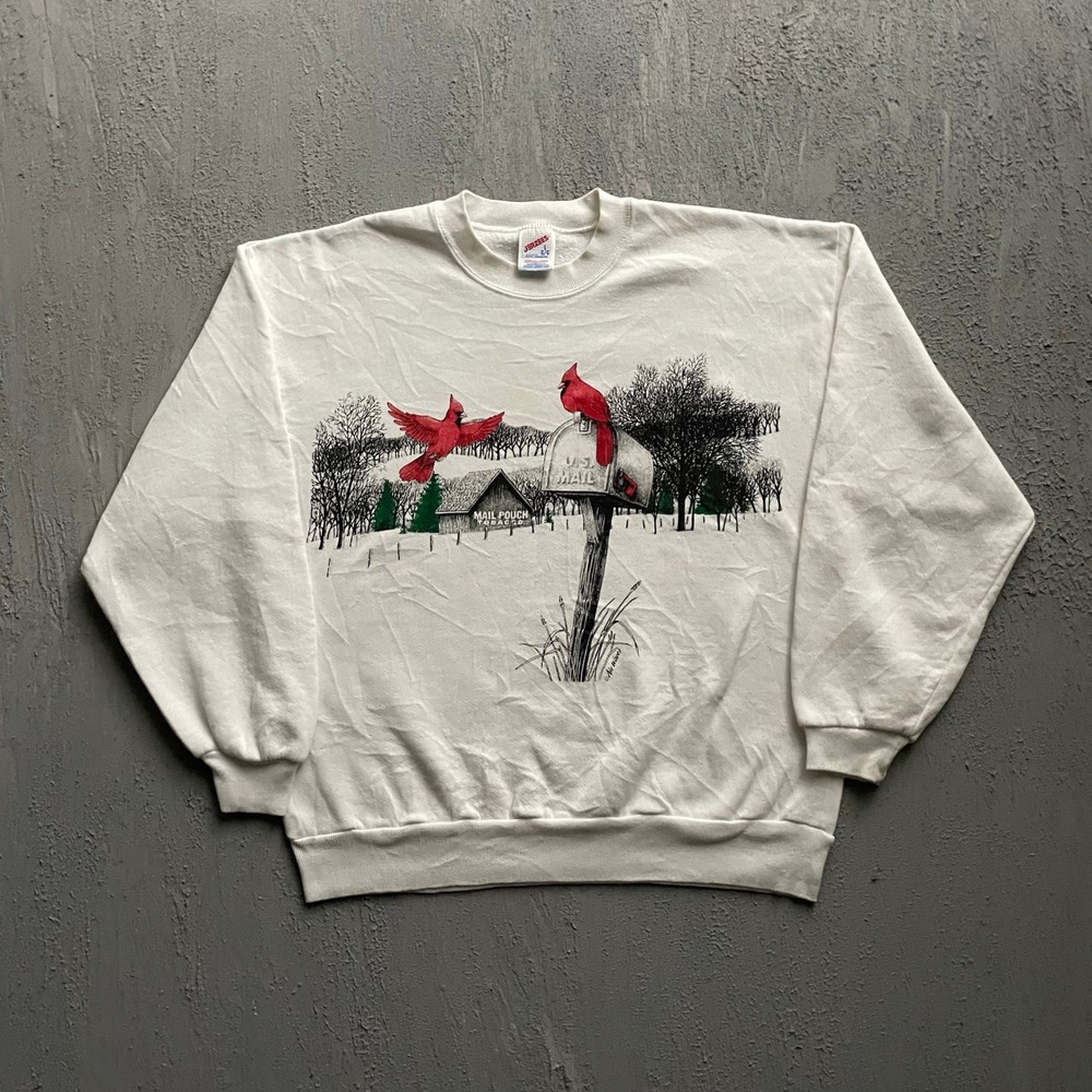 Vintage Cardinals Mailbox Graphic Sweatshirt Mens Large Whiteโ 90s Jerzees